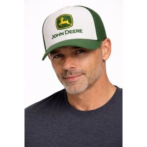 John Deere Trucker Hat Snapback Mesh Cap One Size‎ Green White
